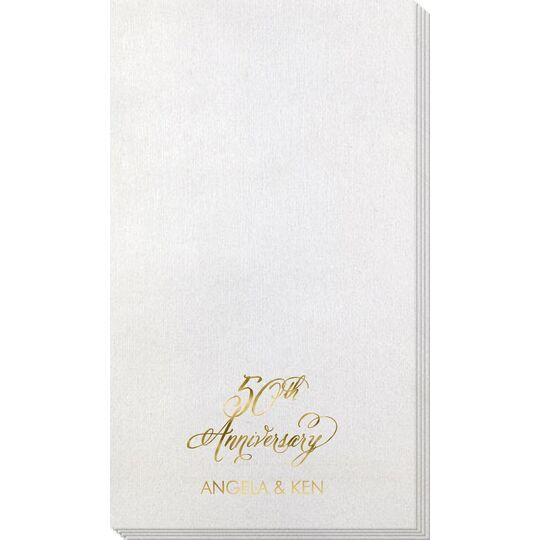Elegant 50th Anniversary Bamboo Luxe Guest Towels